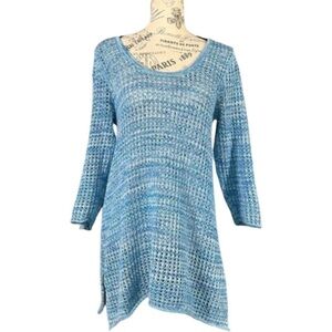 Jeanne Pierre Melange Turquoise Loose Knit Sweater/ Tunic